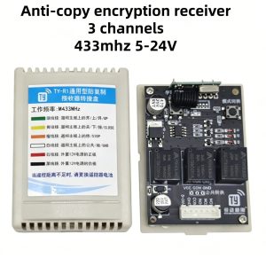 TY-R1 RF Universal Receiver — 3-Channel Anti-Copy Encryption, 433 MHz, DC 5–24 V