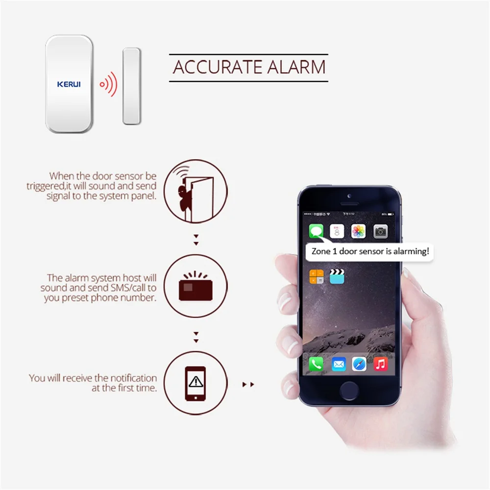 RF Mando KERUI D035 433MHz Wireless Door Window Magnet Sensor for W18 - Image 3