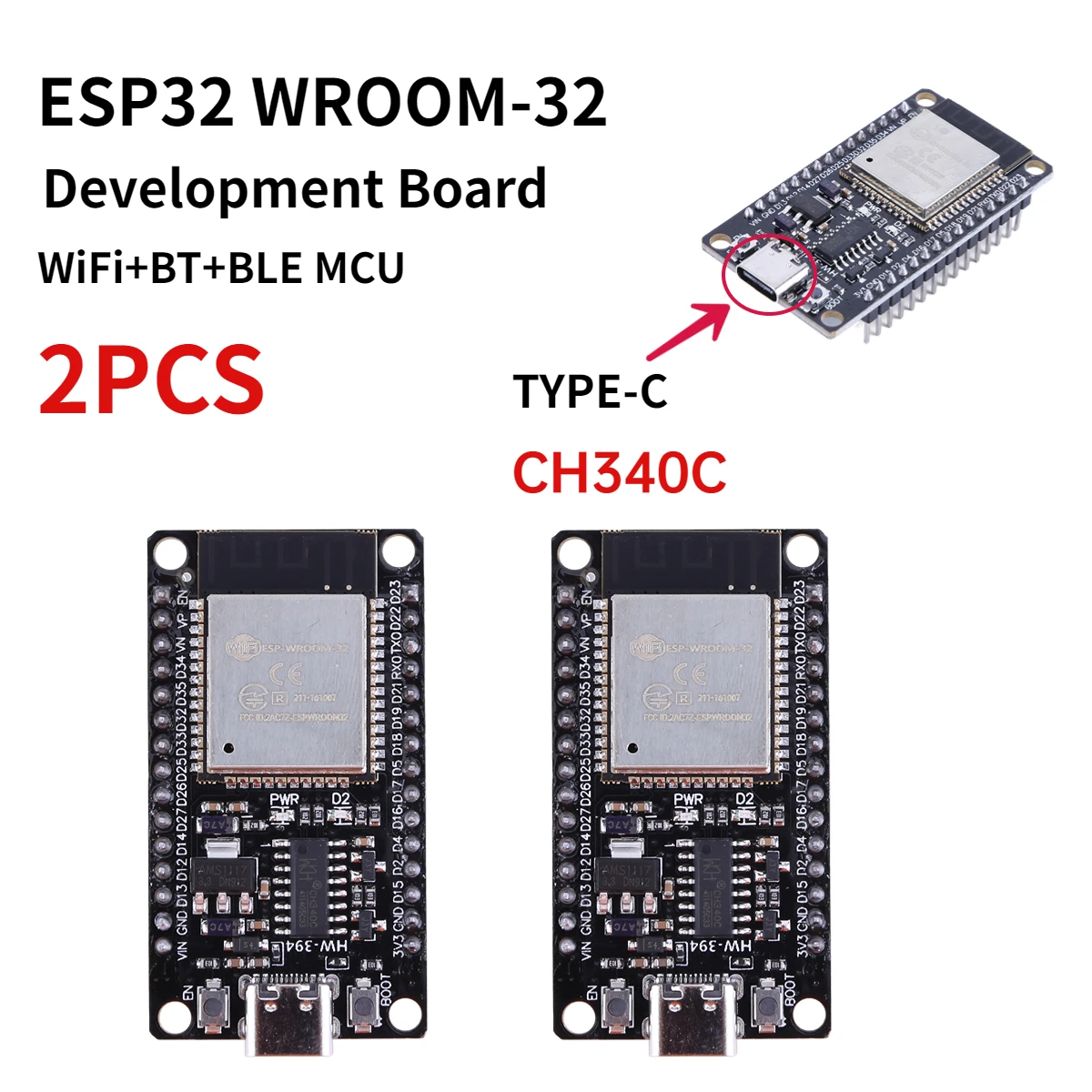RF Mando ESP32 -32 Development Board TYPE-C CH340C/ USB CP2102 WiFi+B - Image 10