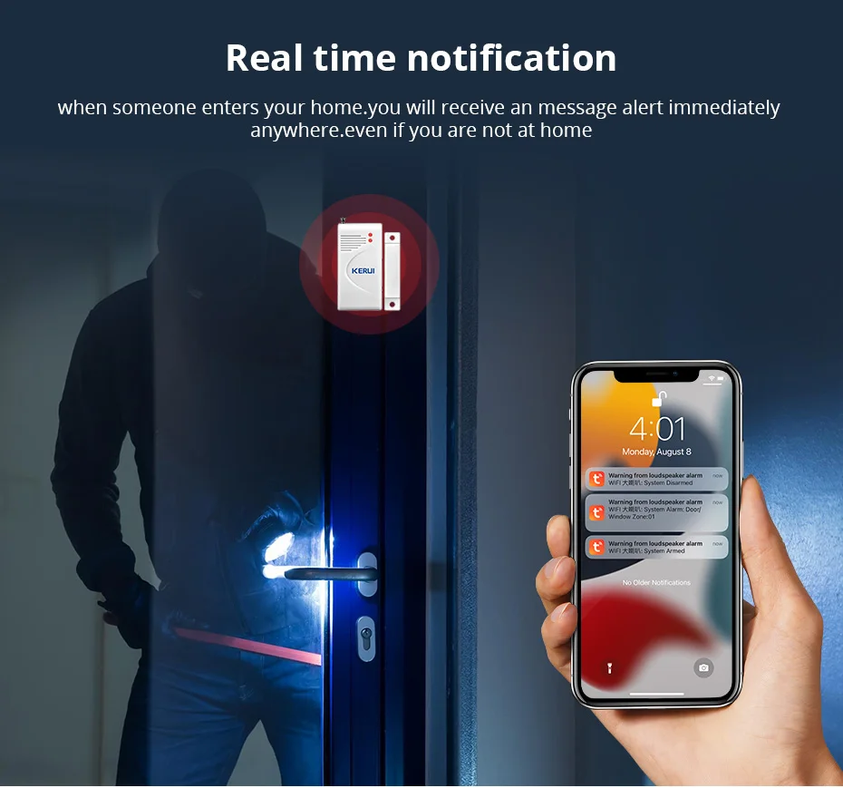 RF Mando KERUI Speaker Alarm System Kit 110db Siren Tuya WIFI Home Se - Image 4