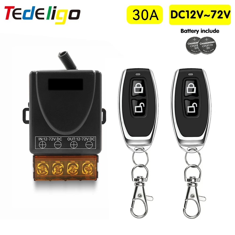 RF Mando 433Mhz DC 12V 24V 36V 48V 30A Relay Wireless Remote Control - Image 2