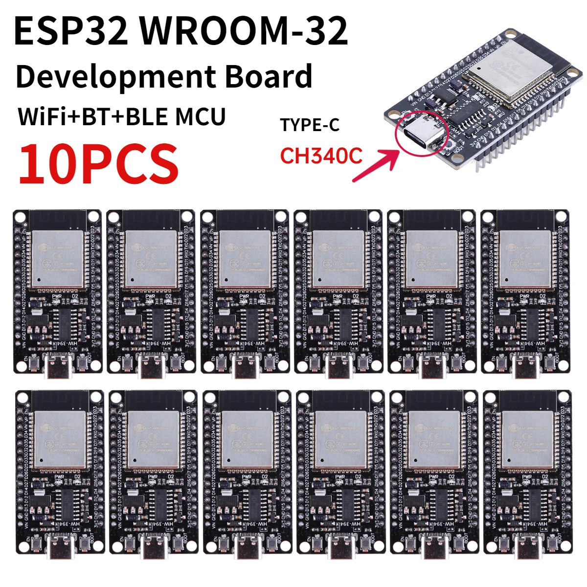 RF Mando ESP32 -32 Development Board TYPE-C CH340C/ USB CP2102 WiFi+B - Image 11