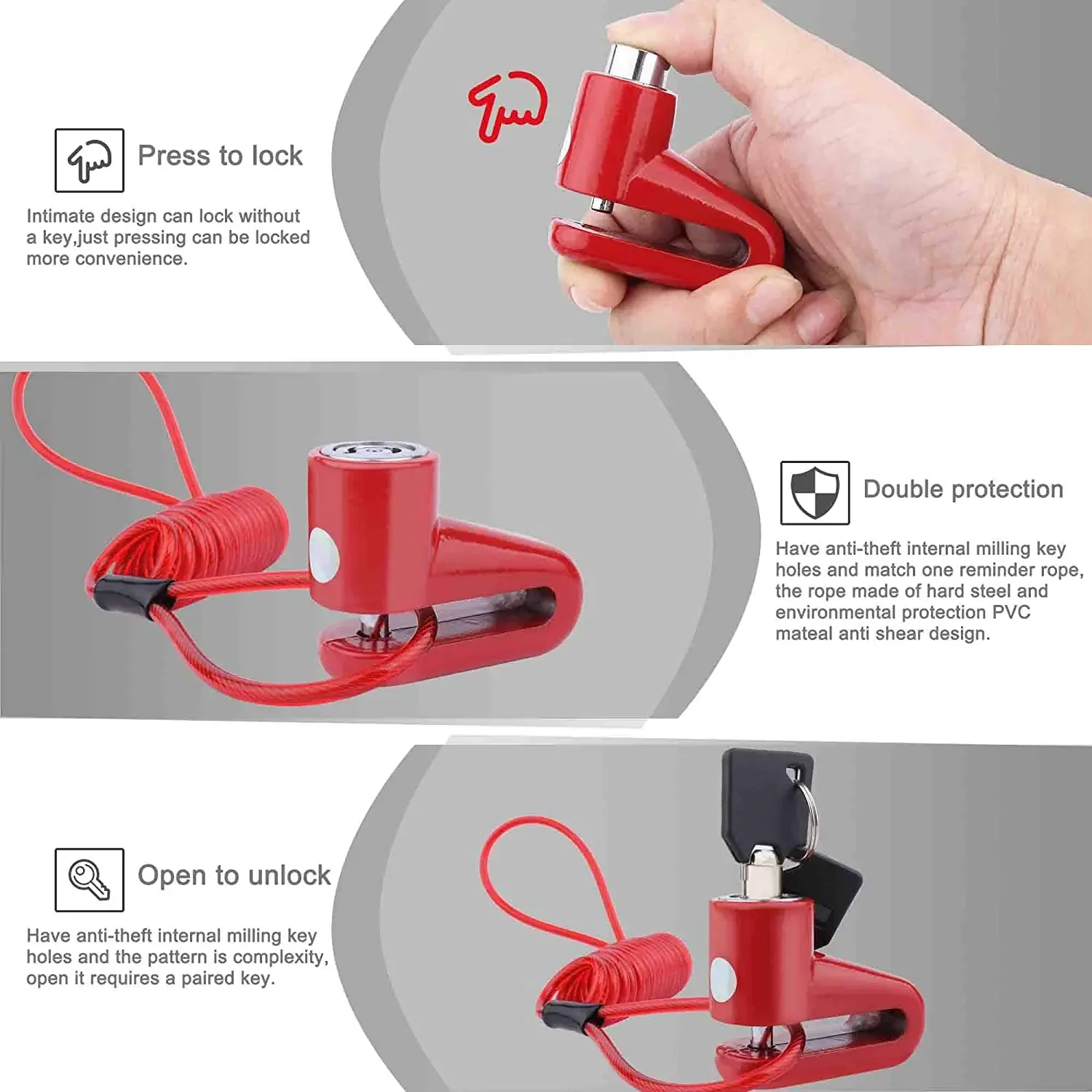 RF Mando Universal Disc Brake Lock Bike Anti -Theft Disc Lock Mountai - Image 3