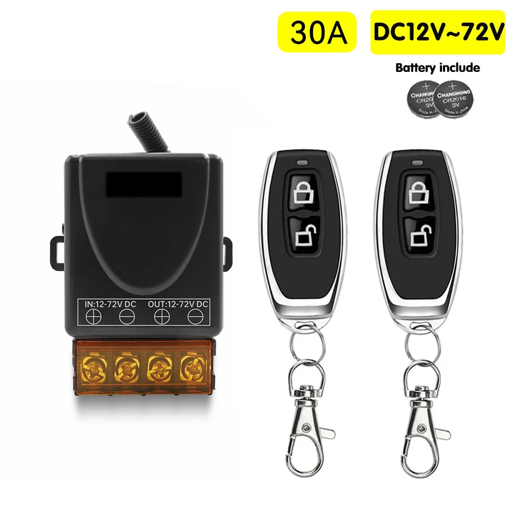 RF Mando 433Mhz DC 12V 24V 36V 48V 30A Relay Wireless Remote Control - Image 11