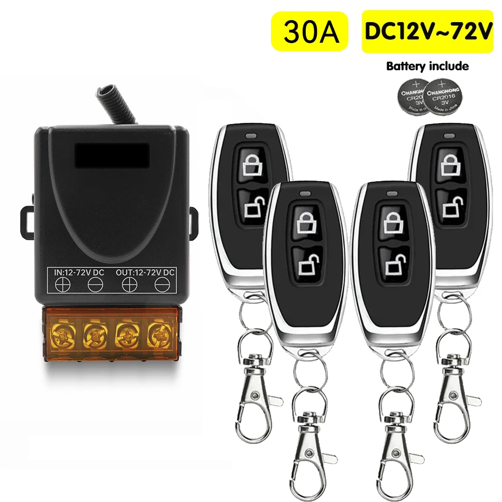 RF Mando 433Mhz DC 12V 24V 36V 48V 30A Relay Wireless Remote Control - Image 10