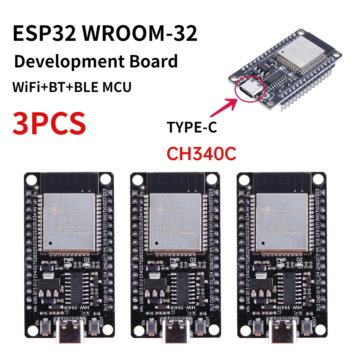 RF Mando ESP32 -32 Development Board TYPE-C CH340C/ USB CP2102 WiFi+B - Image 8