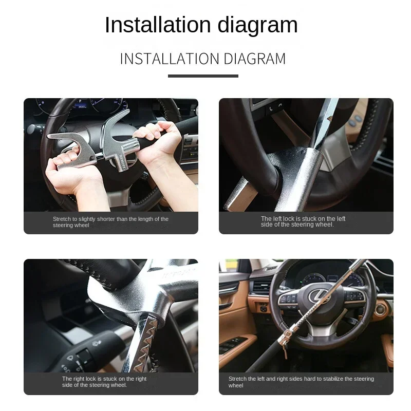 RF Mando Universal Steering Wheel Lock - Anti-Theft Retractable Car S - Image 6