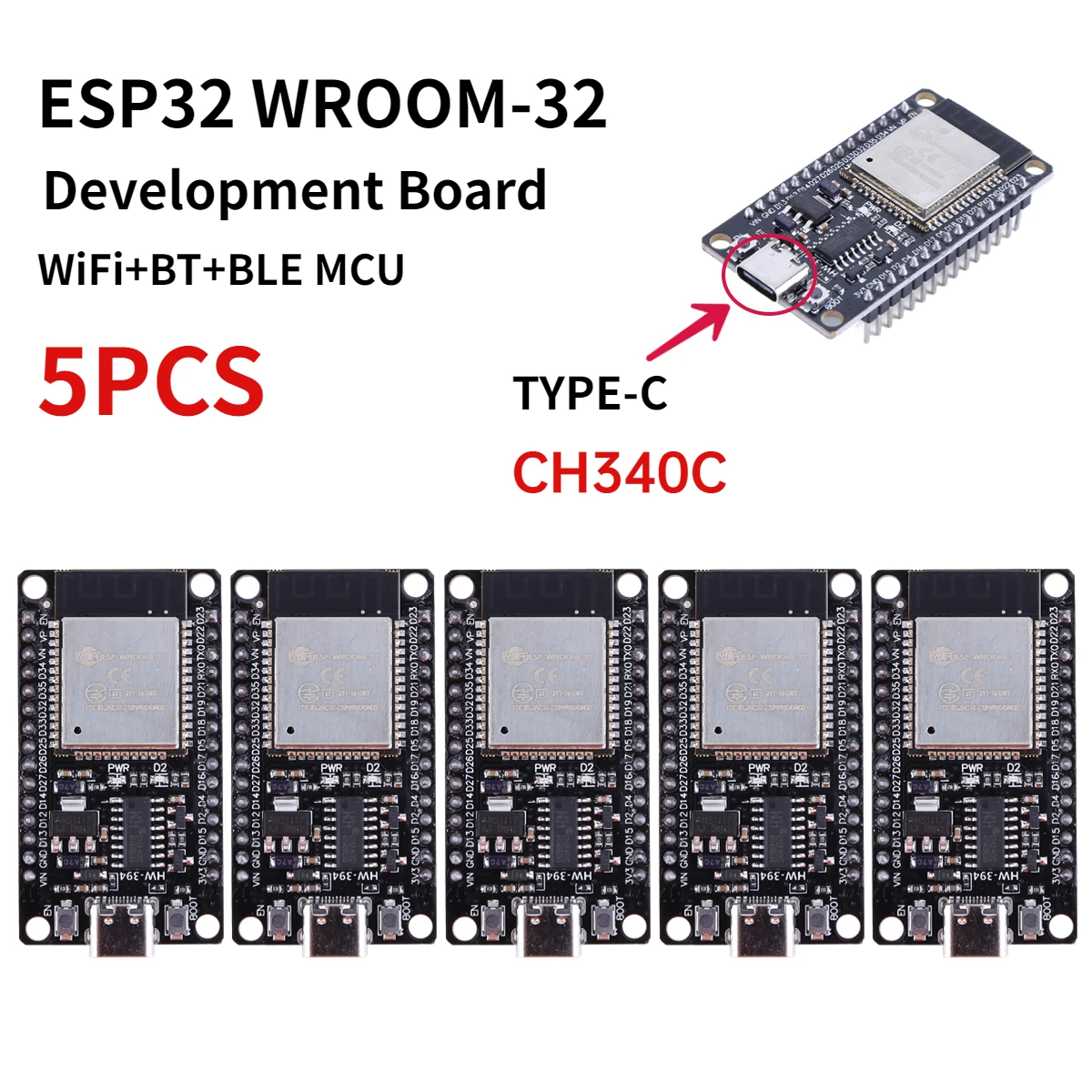 RF Mando ESP32 -32 Development Board TYPE-C CH340C/ USB CP2102 WiFi+B - Image 15