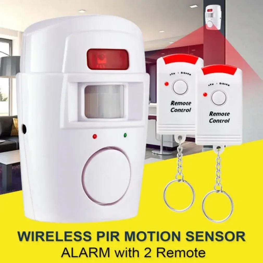 RF Mando Dual Remote Control Wireless Burglar Alarm Infrared Motion S