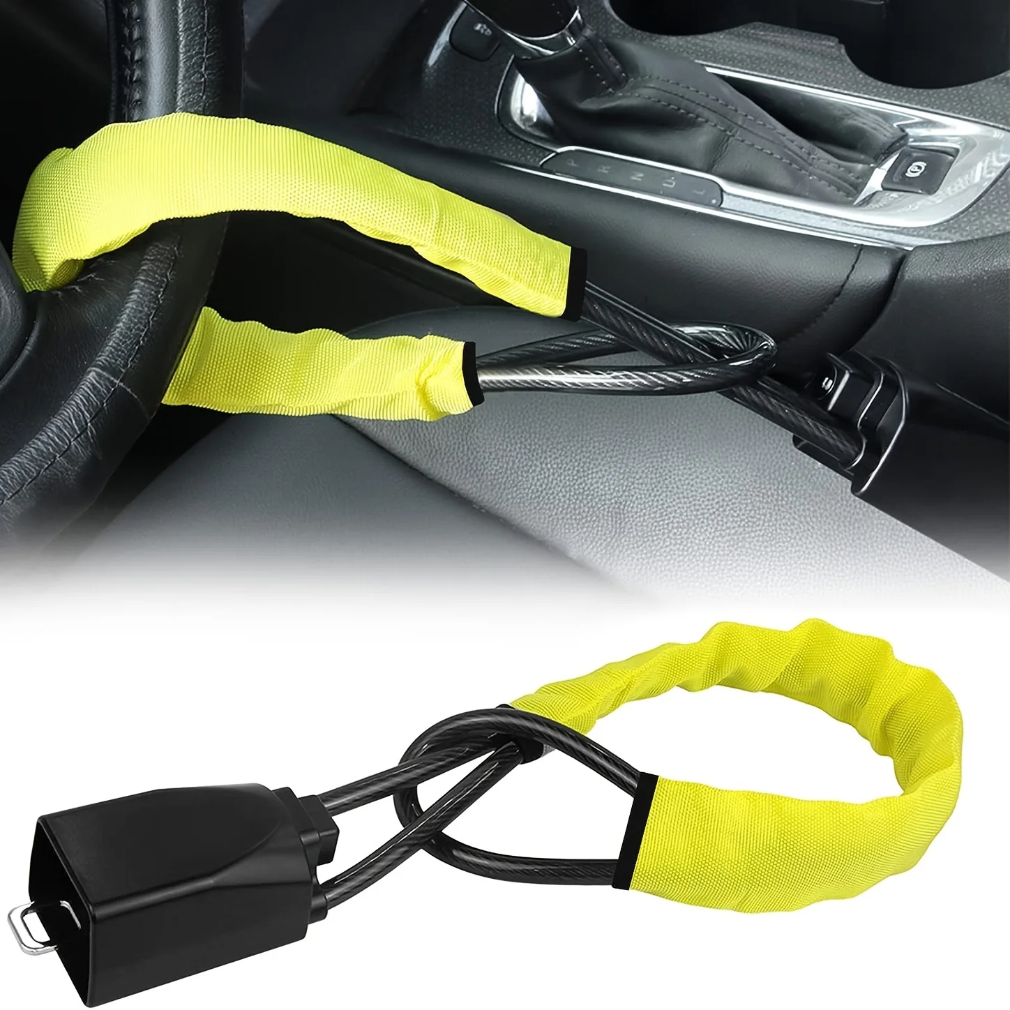 RF Mando Car Steering Wheel Lock Anti-theft Steel Cable Security Devi - Image 8