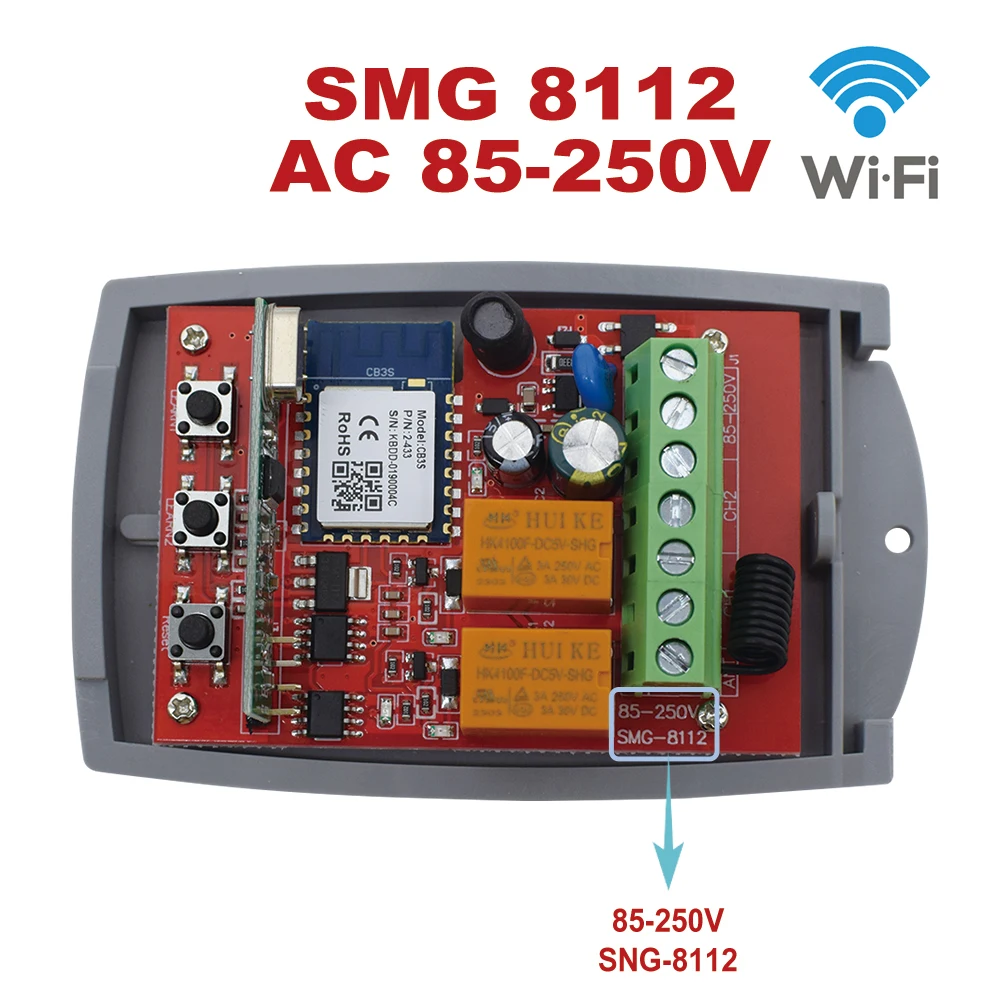 RF Mando WIFI Garage Door Opener Gate Receiver 2CH 433mhz Universal F - Image 8