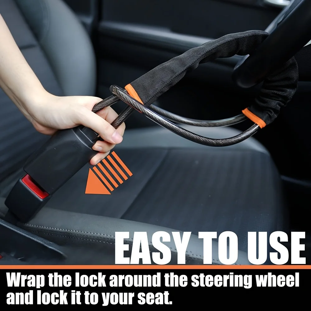 RF Mando Car Steering Wheel Lock Anti-theft Steel Cable Security Devi - Image 2