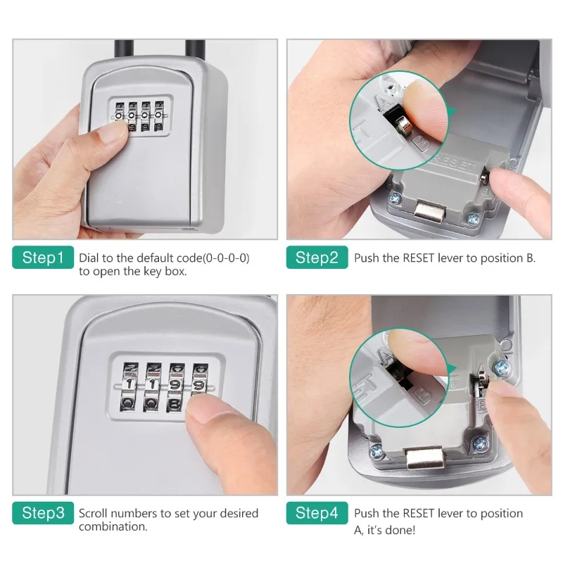 RF Mando Zinc Alloy Hook Key Box 4 Digit Combination Password Safe We - Image 5