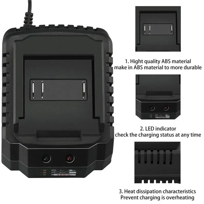 RF Mando US/EU Plug Li-ion Battery Charger Quick Charge 18V 21V Power - Image 6