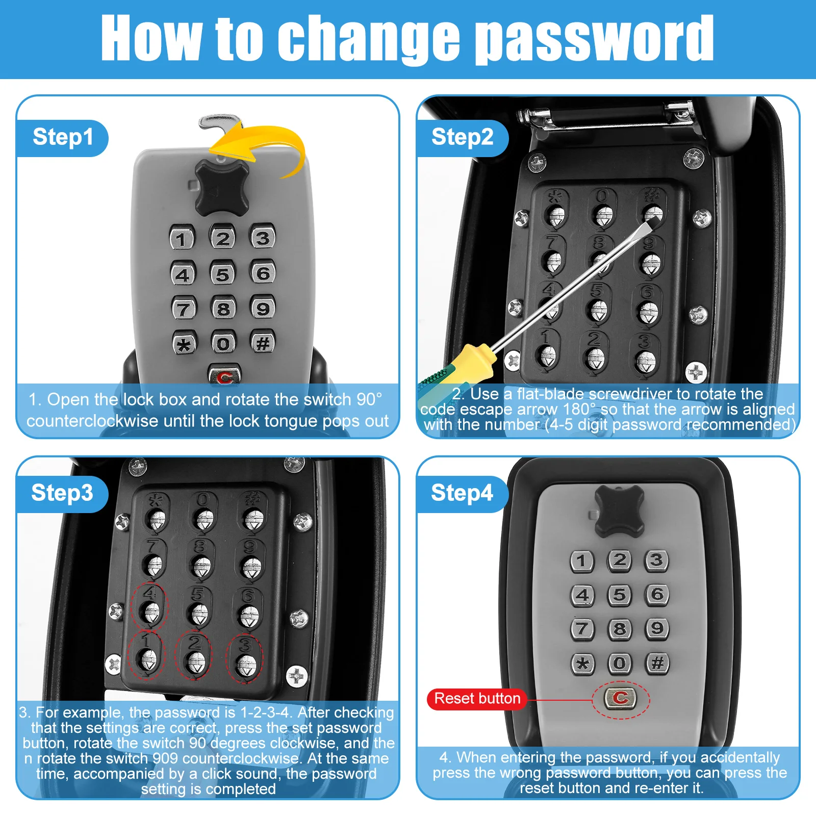 RF Mando Key Lock Box Wall-Mount Secret Code Security Key Safe Secret - Image 5