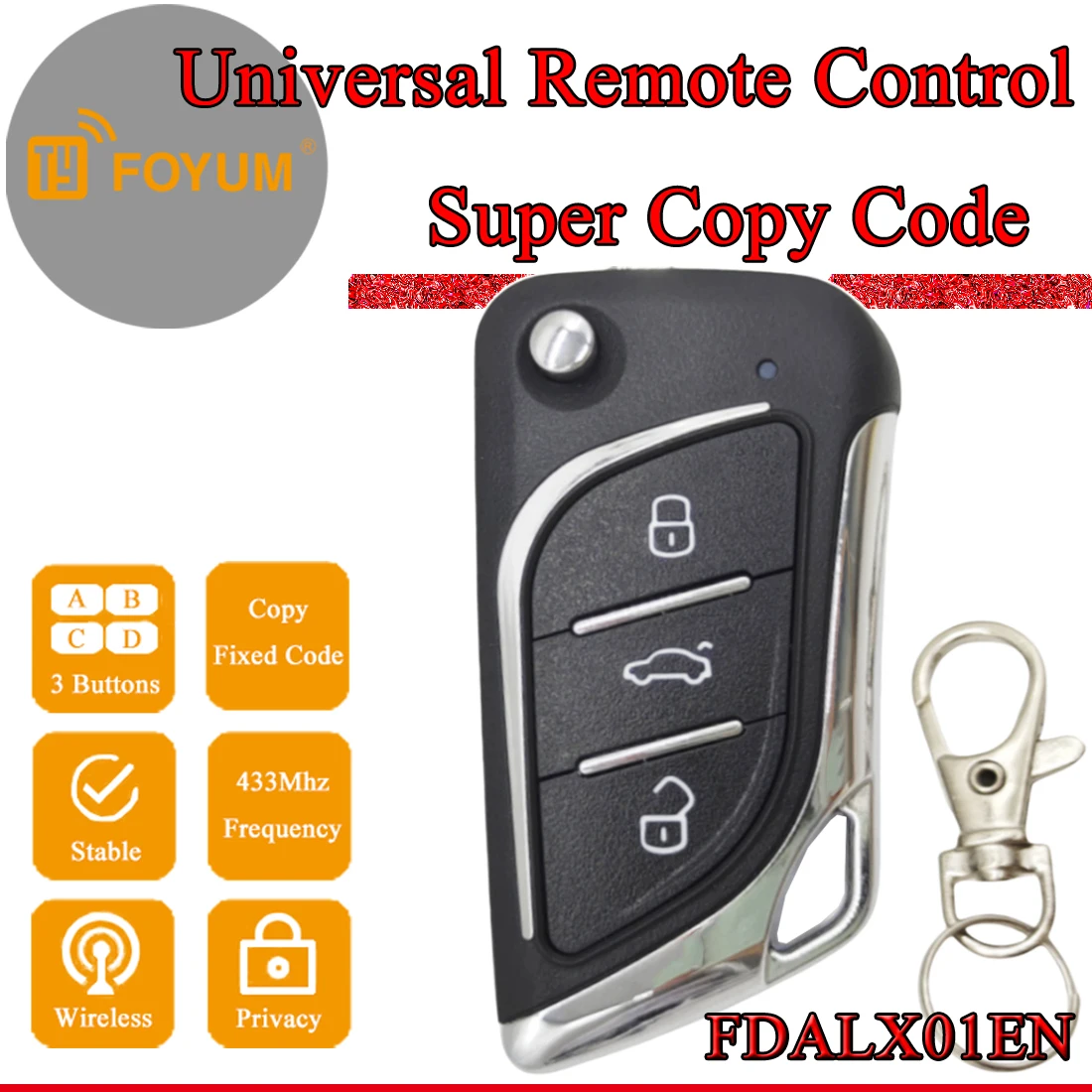 RF Mando RF Universal Remote Control For Learning Fixed Code Car Key - Image 3