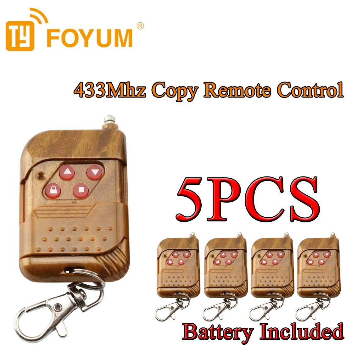 RF Mando 5PCS Duplicate Garage Door Remote Control 433MHZ Electric Ga