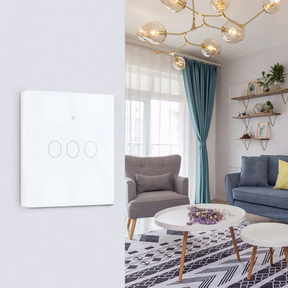 RF Mando Tuya Wifi Smart Light Switch EU 1/2/3Gang Touch Light Switch - Image 2