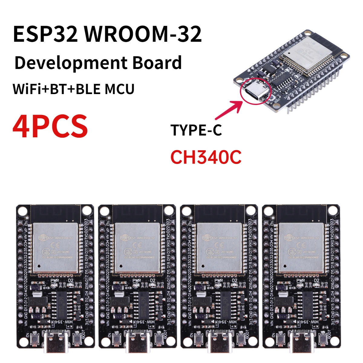 RF Mando ESP32 -32 Development Board TYPE-C CH340C/ USB CP2102 WiFi+B - Image 16
