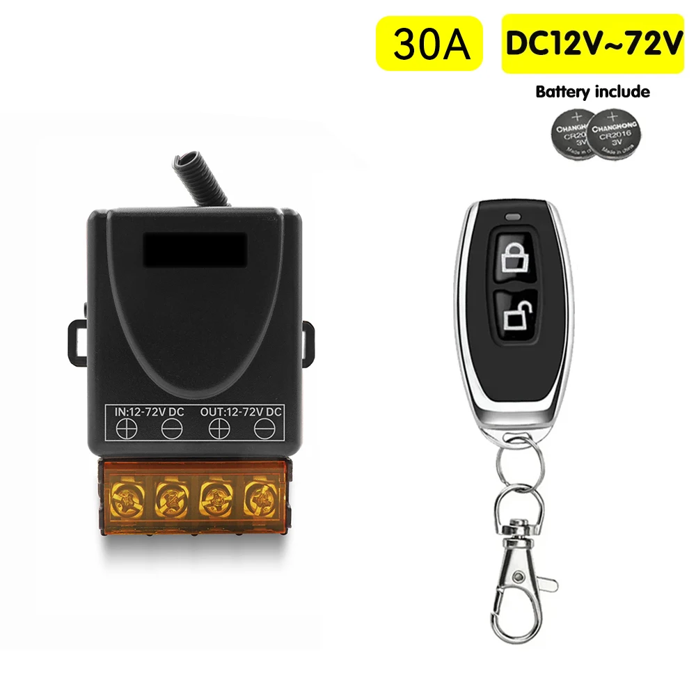 RF Mando 433Mhz DC 12V 24V 36V 48V 30A Relay Wireless Remote Control - Image 13