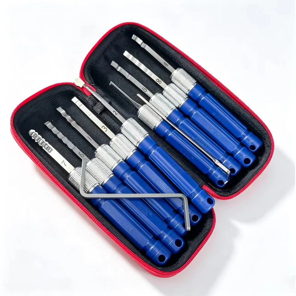 RF Mando New Multi-functional HUK 9 Pcs Blue Wave Rake Lock Pick Set - Image 6