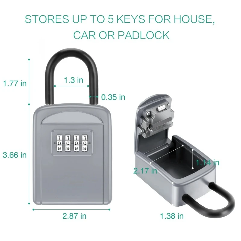RF Mando Zinc Alloy Hook Key Box 4 Digit Combination Password Safe We - Image 6