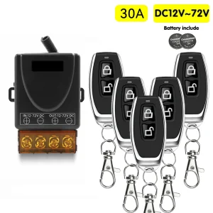 RF Mando 433Mhz DC 12V 24V 36V 48V 30A Relay Wireless Remote Control