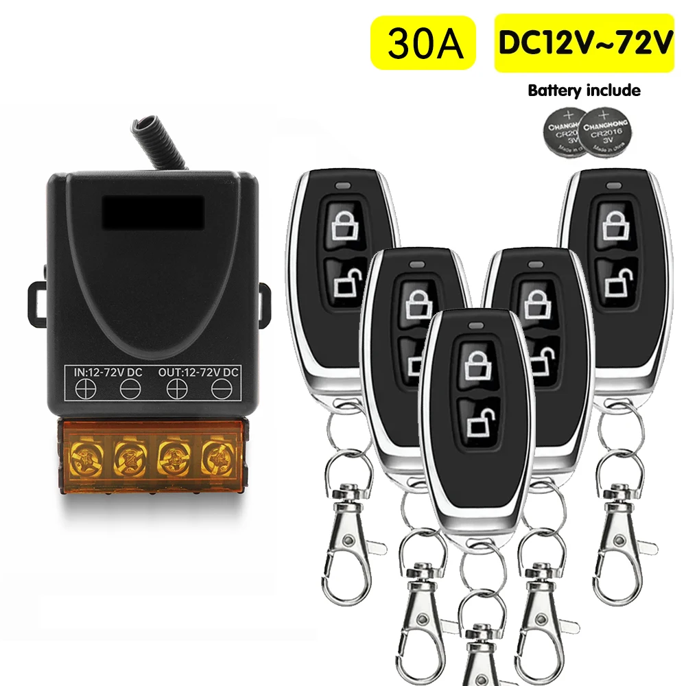 RF Mando 433Mhz DC 12V 24V 36V 48V 30A Relay Wireless Remote Control