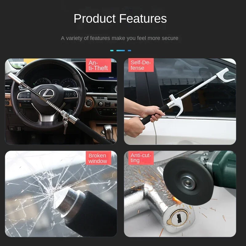 RF Mando Universal Steering Wheel Lock - Anti-Theft Retractable Car S - Image 5