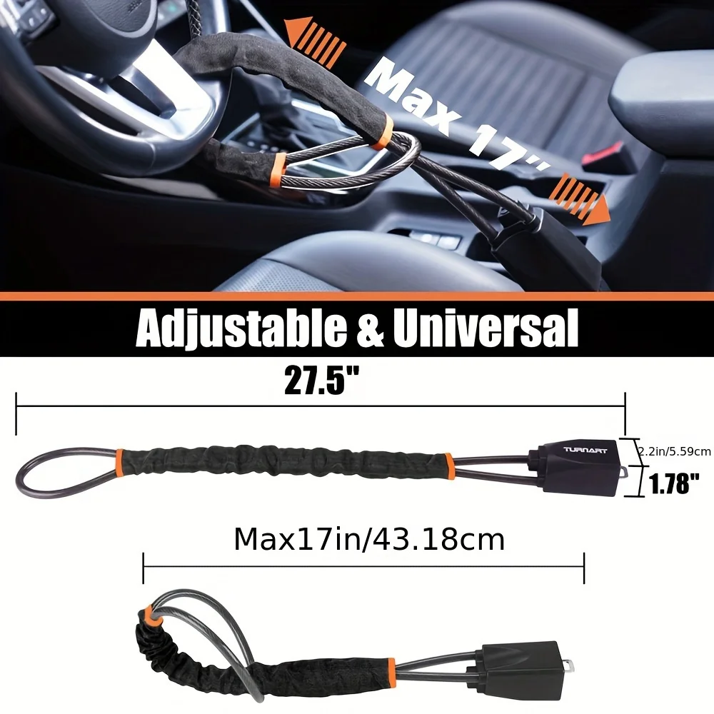 RF Mando Car Steering Wheel Lock Anti-theft Steel Cable Security Devi - Image 4