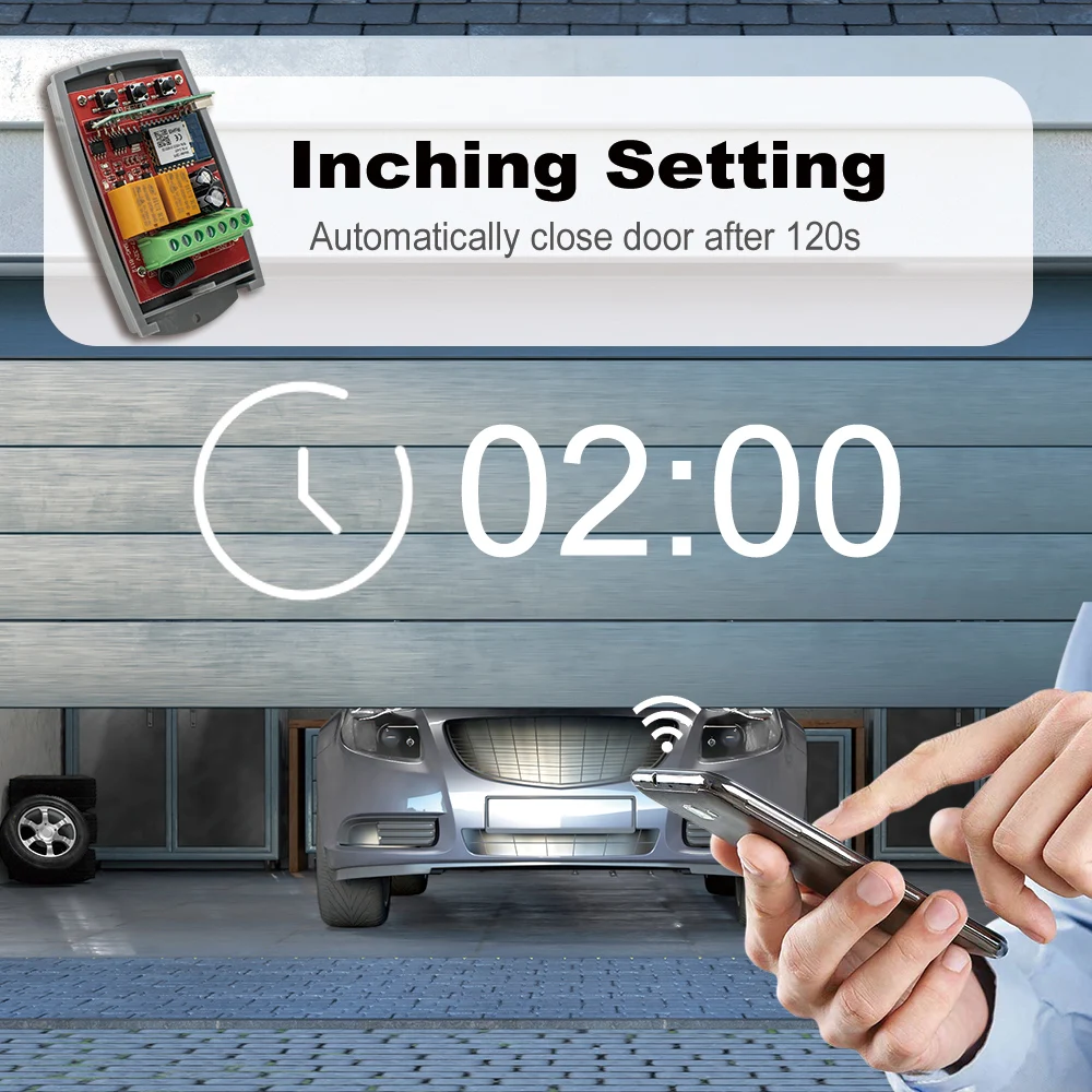 RF Mando WIFI Garage Door Opener Gate Receiver 2CH 433mhz Universal F - Image 5