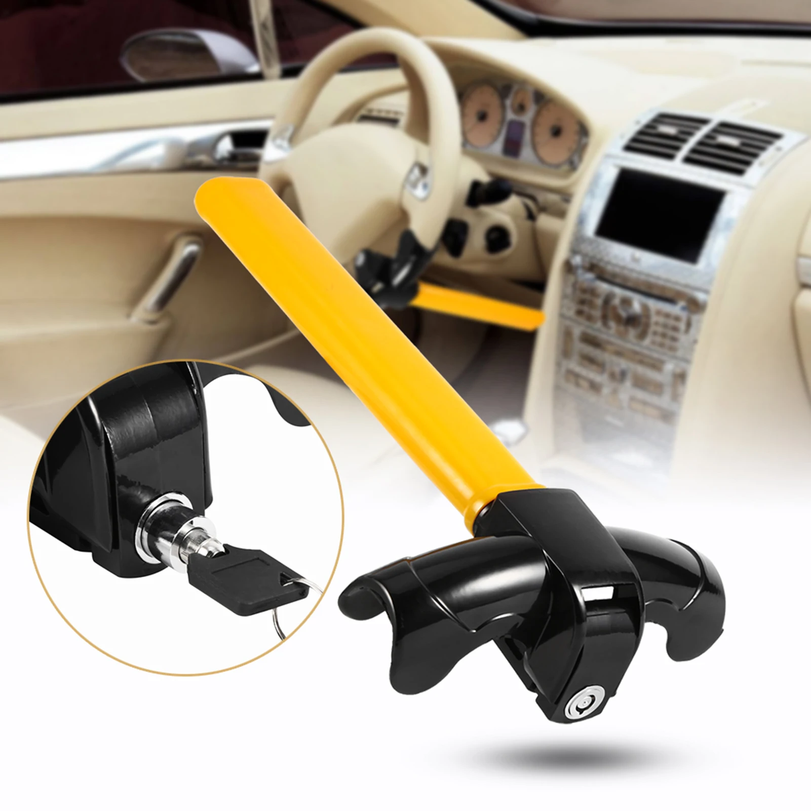 RF Mando Auto Car Anti Theft Security Rotary Steering Wheel Lock Top