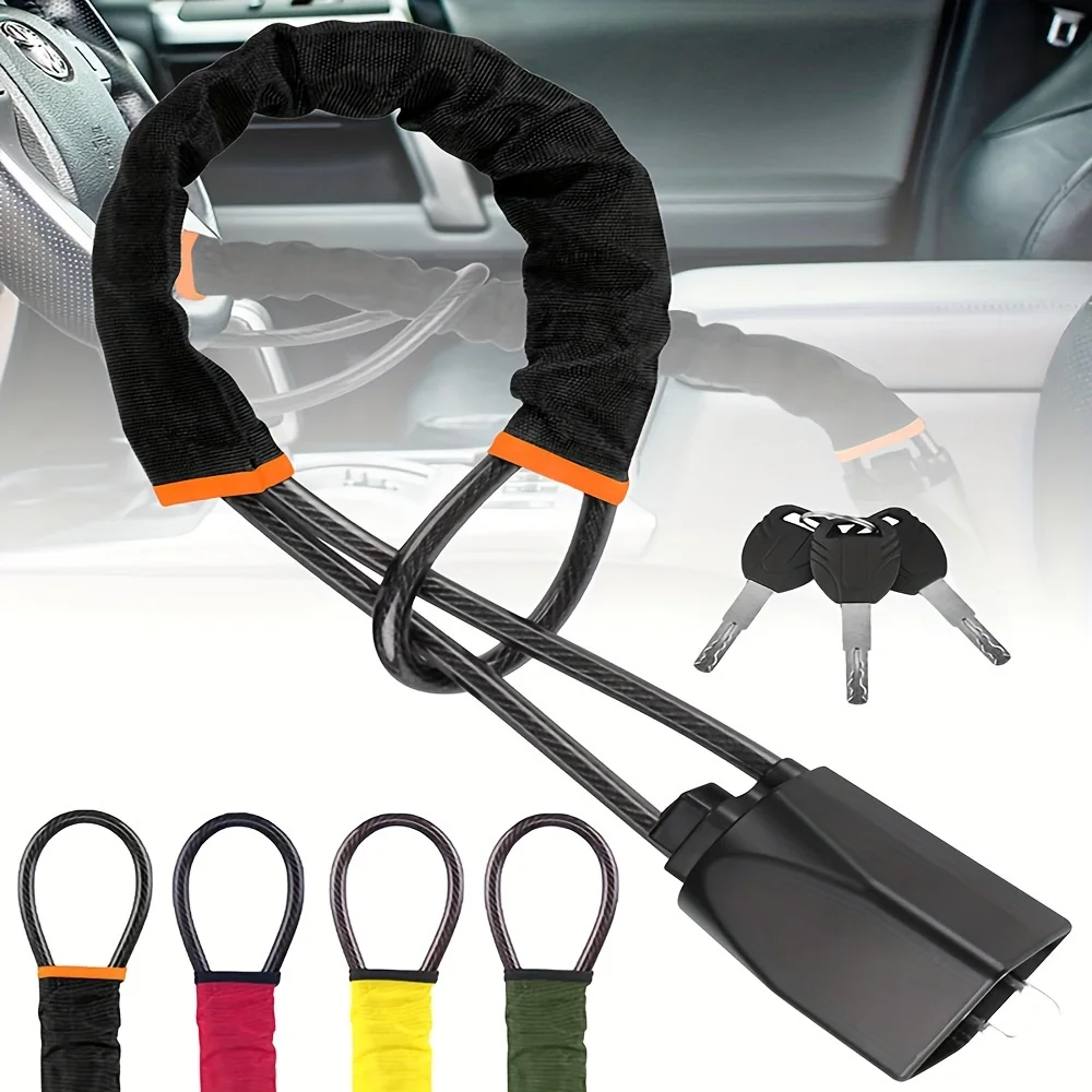 RF Mando Car Steering Wheel Lock Anti-theft Steel Cable Security Devi - Image 9