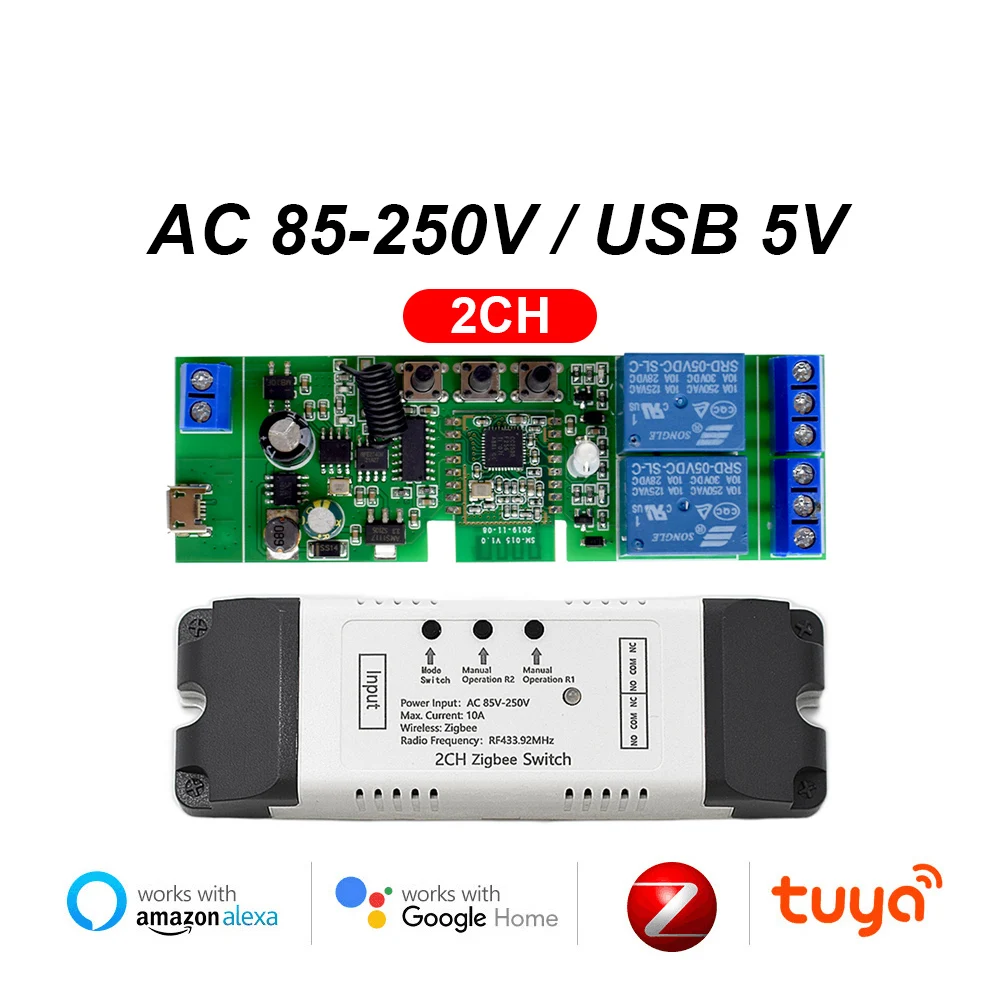 RF Mando 2-Channel Zigbee Tuya Smart Switch Relay Module DC 12V 24V 220V - Image 8