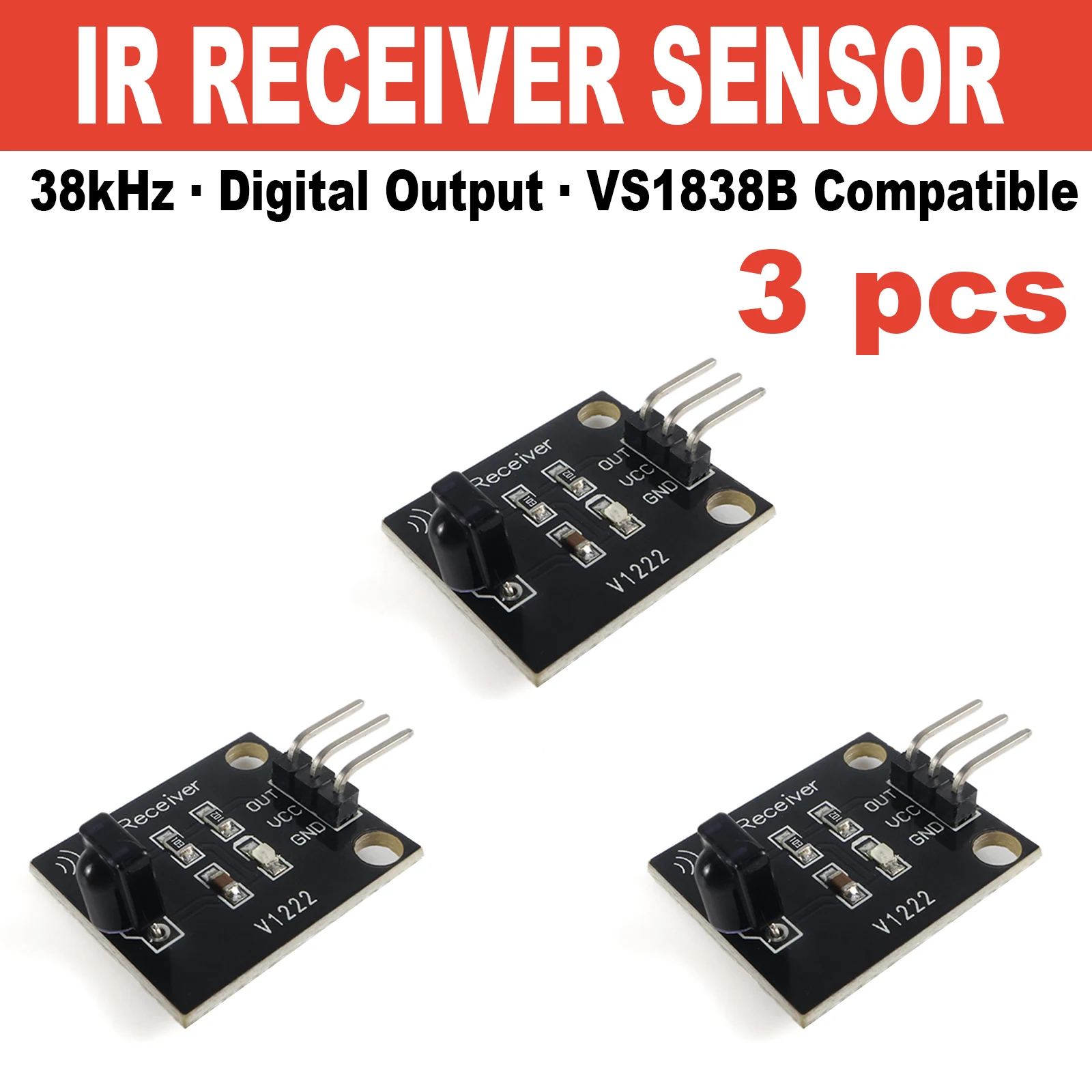 RF Mando 38kHz IR Infrared Receiver Sensor Module Digital 5V for Arduino - Image 8