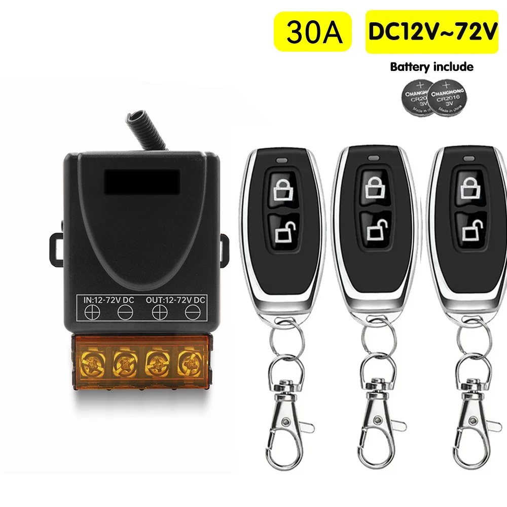 RF Mando 433Mhz DC 12V 24V 36V 48V 30A Relay Wireless Remote Control - Image 12