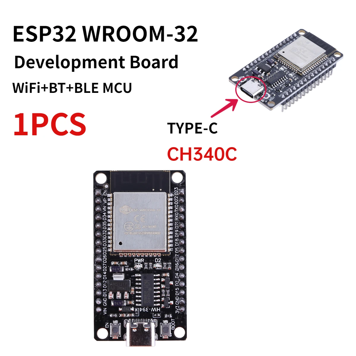 RF Mando ESP32 -32 Development Board TYPE-C CH340C/ USB CP2102 WiFi+B - Image 7