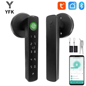 RF Mando YFK Tuya 5-in-1 Smart Door Handle Lock Bluetooth Fingerprint