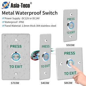 RF Mando Waterproof Outdoor Exit Button LED Backlight and Non Luminou