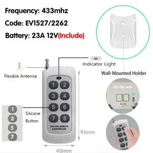 RF Mando 433 Mhz Wireless RF Remote Control Switch EV1527 Learning Co