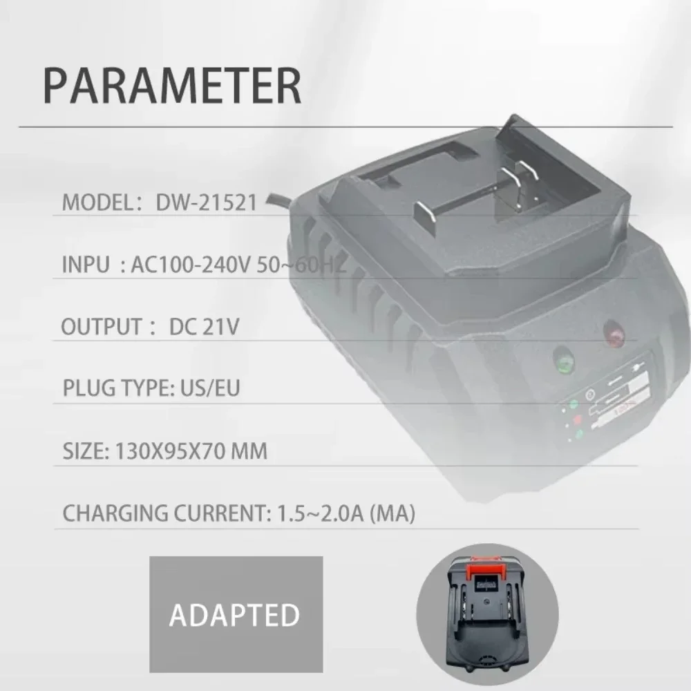 RF Mando US/EU Plug Li-ion Battery Charger Quick Charge 18V 21V Power - Image 2
