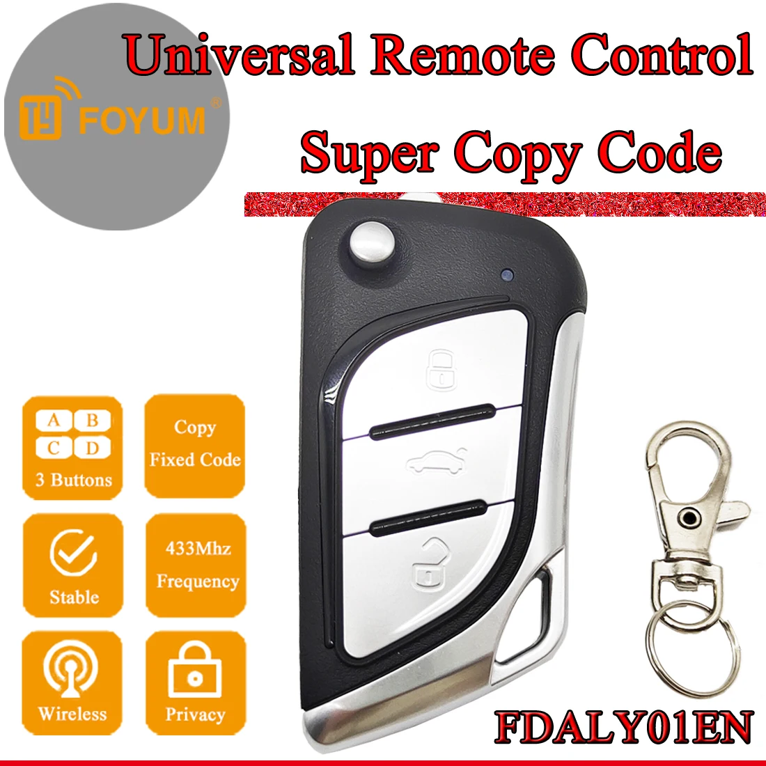RF Mando RF Universal Remote Control For Learning Fixed Code Car Key - Image 2