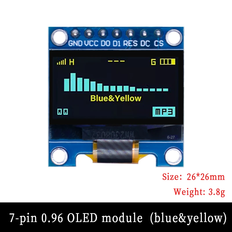 RF Mando 4pin/7pin 0.96' White/Blue/Yellow Blue 0.96 Inch OLED 128X64 - Image 8