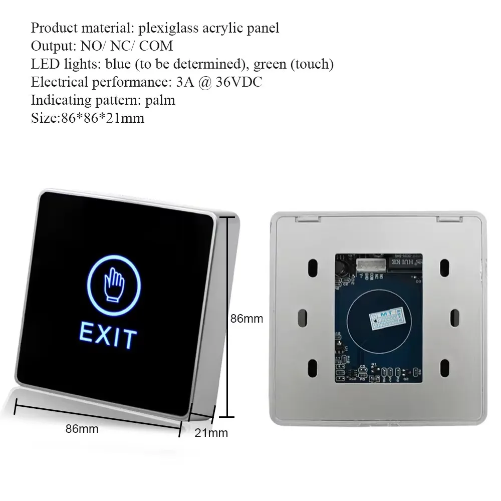 RF Mando Access Button Door Exit Push Switch Touch Release Gate Opene - Image 3