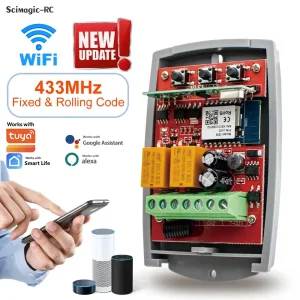 RF Mando WIFI Garage Door Opener Gate Receiver 2CH 433mhz Universal F