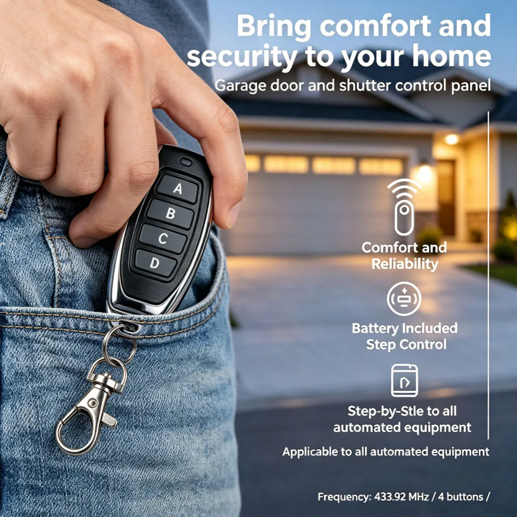 RF Mando 4-Channel Learning Code Remote Control Electric Push Rod Doo - Image 2