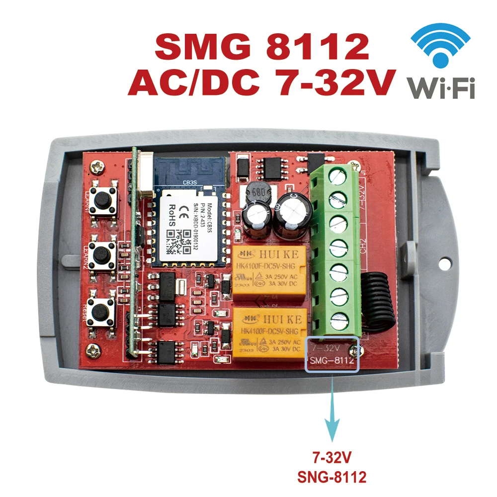 RF Mando WIFI Garage Door Opener Gate Receiver 2CH 433mhz Universal F - Image 11