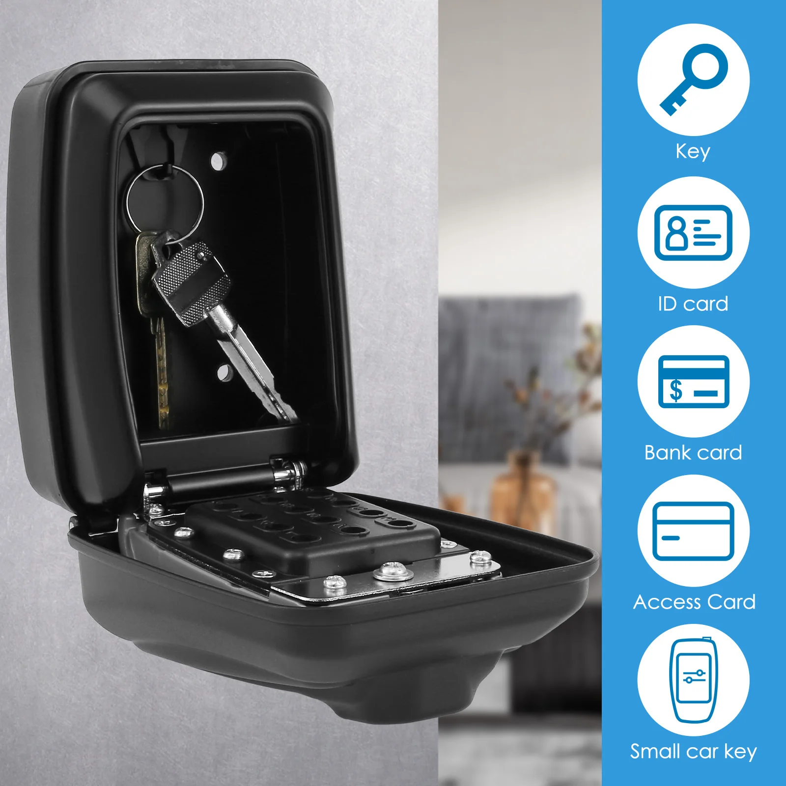 RF Mando Key Lock Box Wall-Mount Secret Code Security Key Safe Secret - Image 2