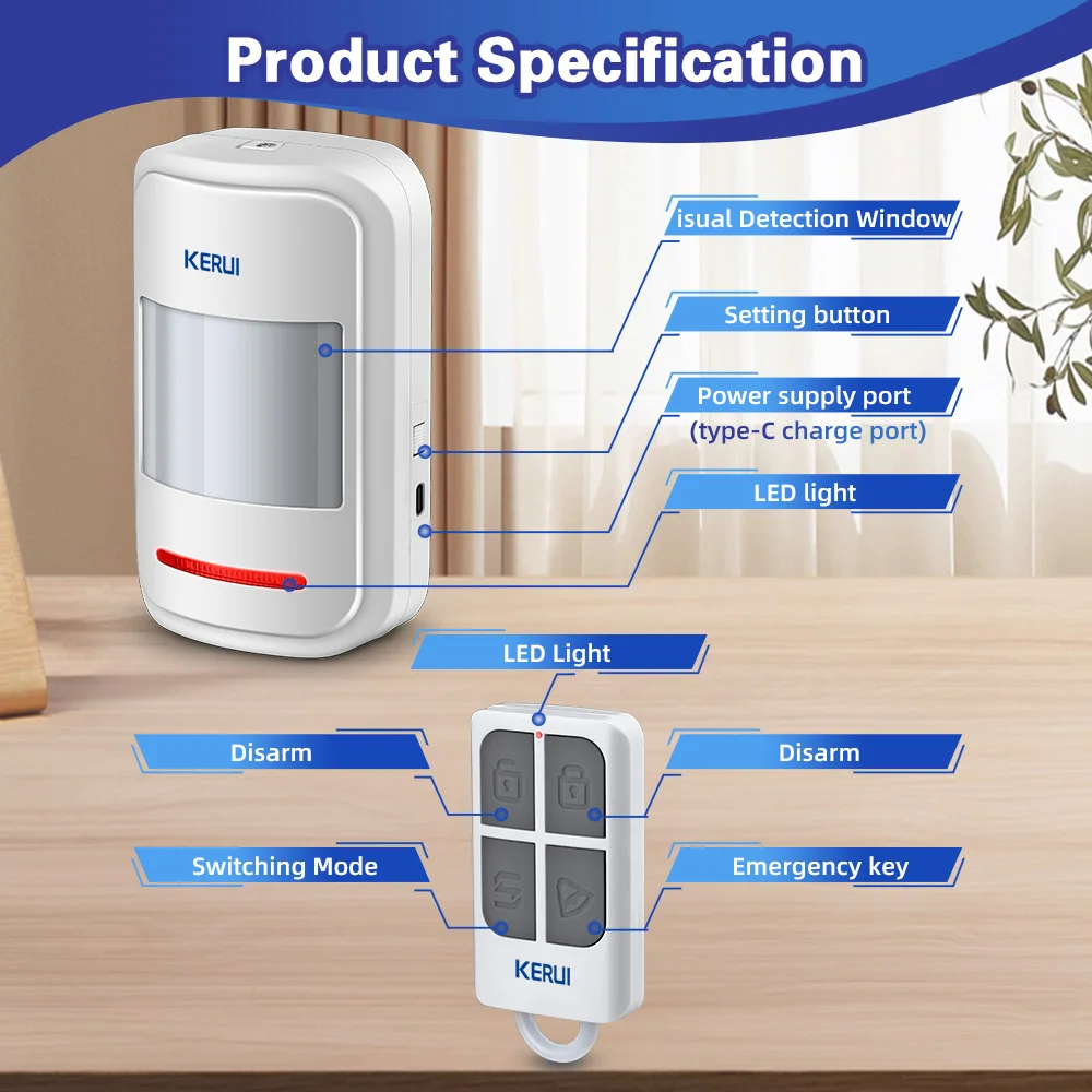 RF Mando KERUI HW19 PIR Motion Sensor Detector Alarm with Alarm Sound - Image 5