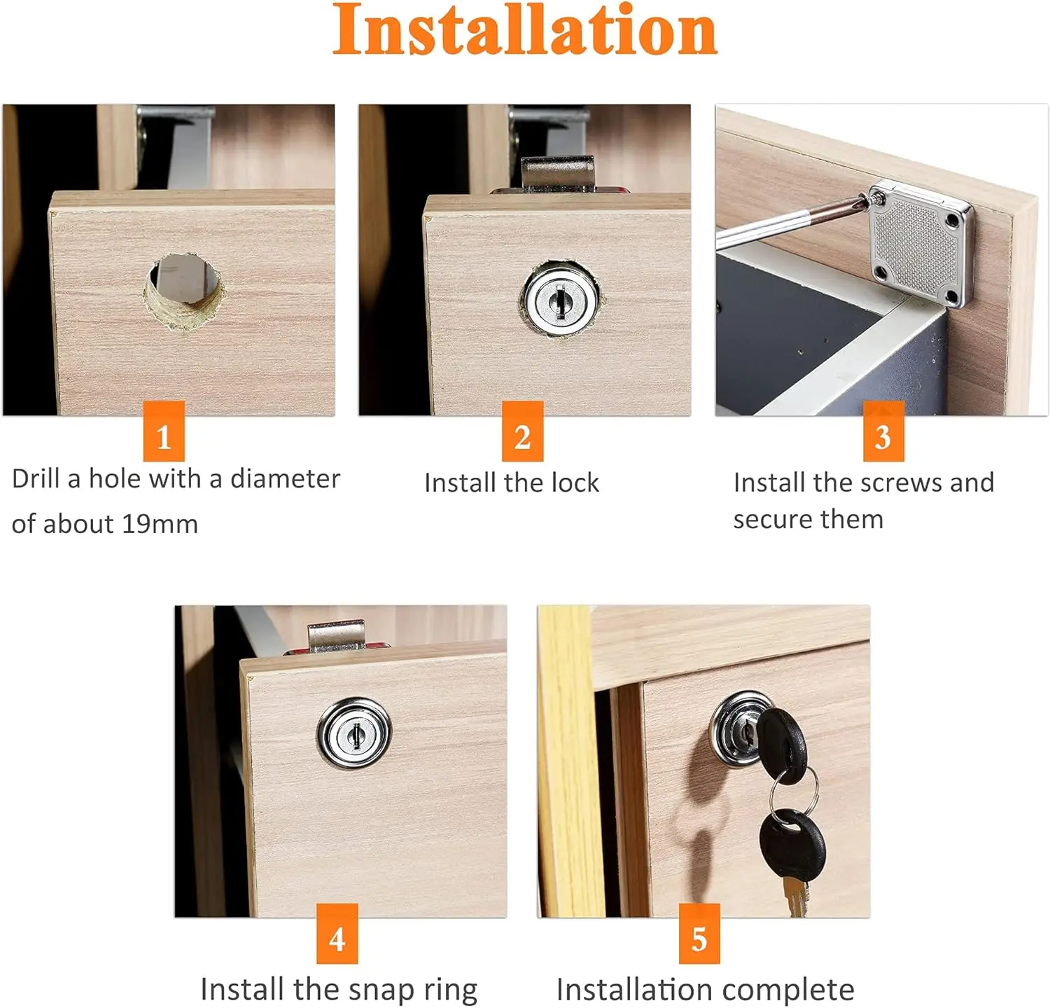 RF Mando Drawer Lock Wardrobe Cabinet Cam Locks With 2 Keys Same Key - Image 4